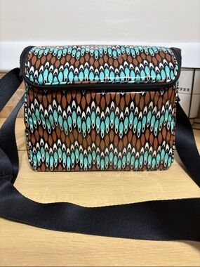 Vera Bradley Brown, Turquoise and Black Lunch Bag